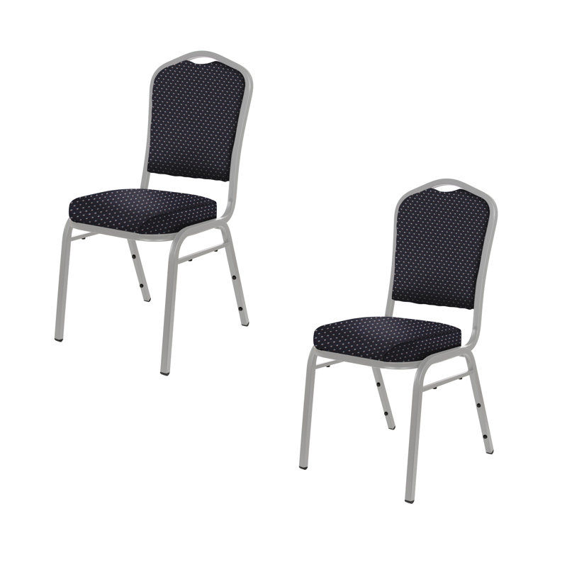 Lila Fabric Stack Chair (2 Pack), Navy, Silver