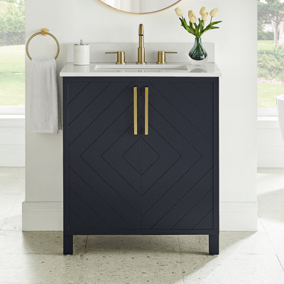 Meuble-lavabo simple 30 po avec plateau en pierre reconstituée Keiera