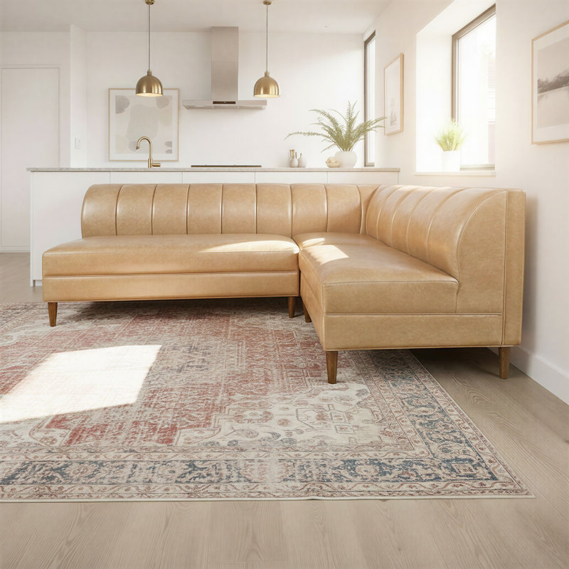 Canapé modulaire en similicuir Charbel, H 32 po x l 89 po x P 62,5 po