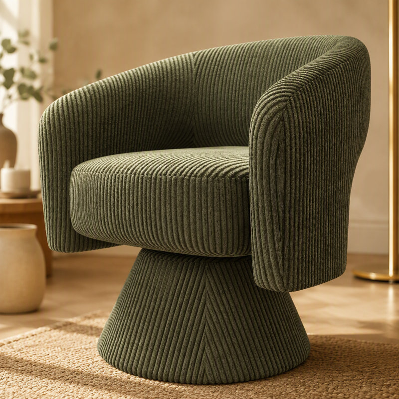 Fauteuil d'appoint pivotant, chaise de salon rembourrée moderne avec rembourrage épais pour la lecture, vert