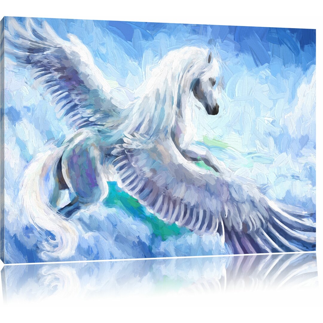 Leinwandbild "Pegasus fliegt über den Wolken", Grafikdruck