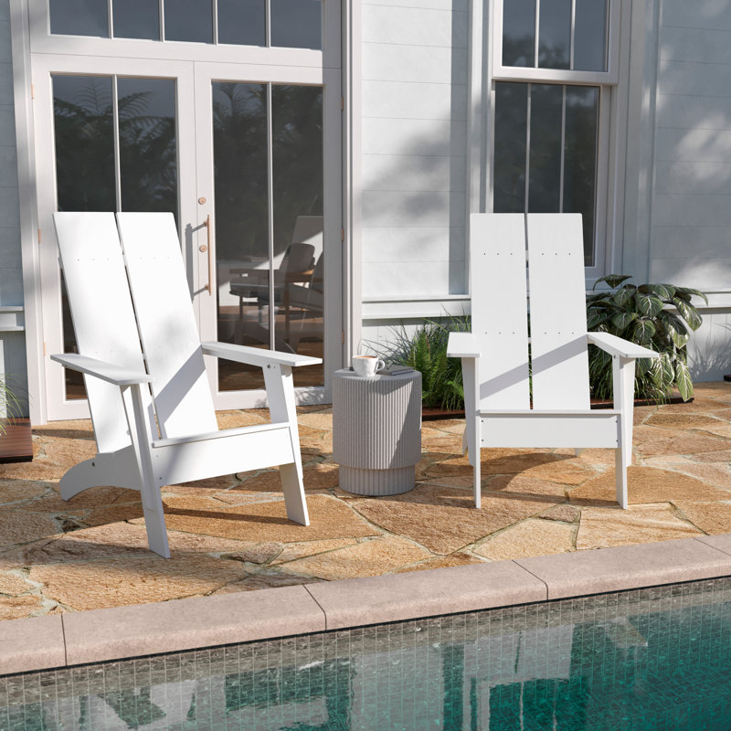 Chaises de style Adirondack à deux lattes pour l'intérieur et l'extérieur, Blanc
