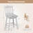 25" Counter Height Bar Stools with Slatted Back Padded Seat & Footrest-1531230567
