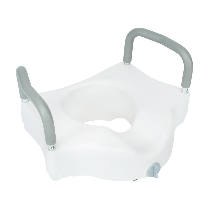 Rehausse de siège de toilette verrouillable avec accoudoirs à hauteur réglable