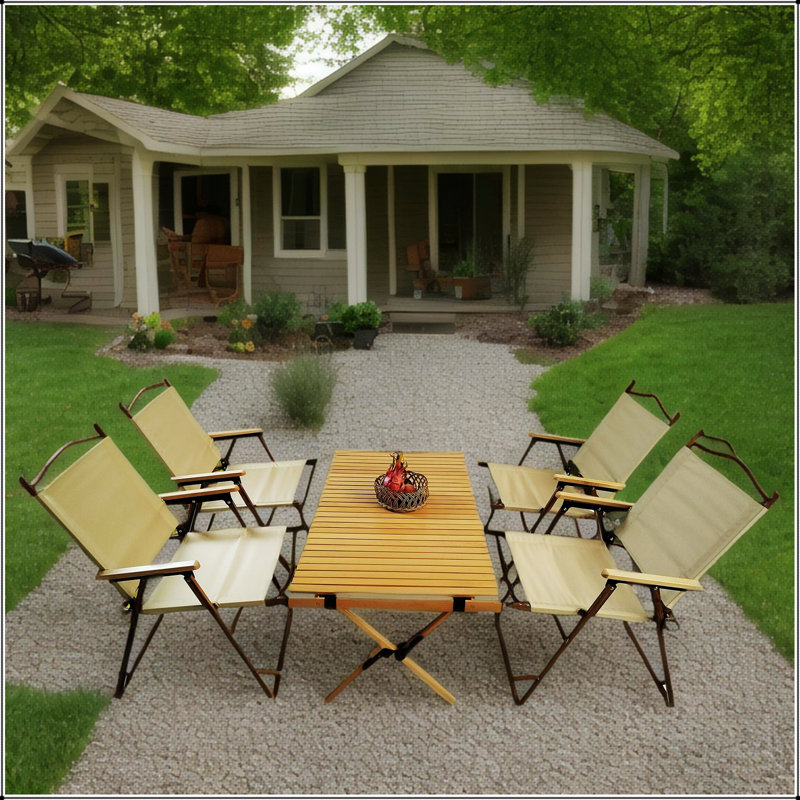 Multi-Function Foldable and Portable Dining Set with 1 Table & 4 Chairs, Perfect for Compact Spaces and Easy Storage