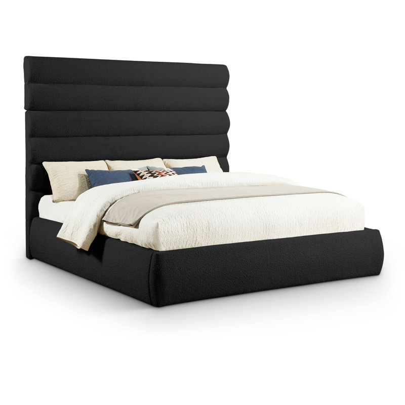 Lit en tissu Adam Boucle, Très grand, Tissu bouclé noir