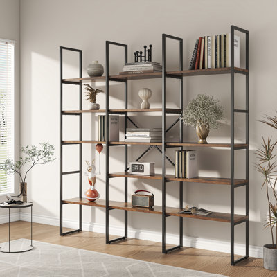 Jasmine-Rose 71" Bookshelf 5 Tiers Geometric Bookcase Display Shelf