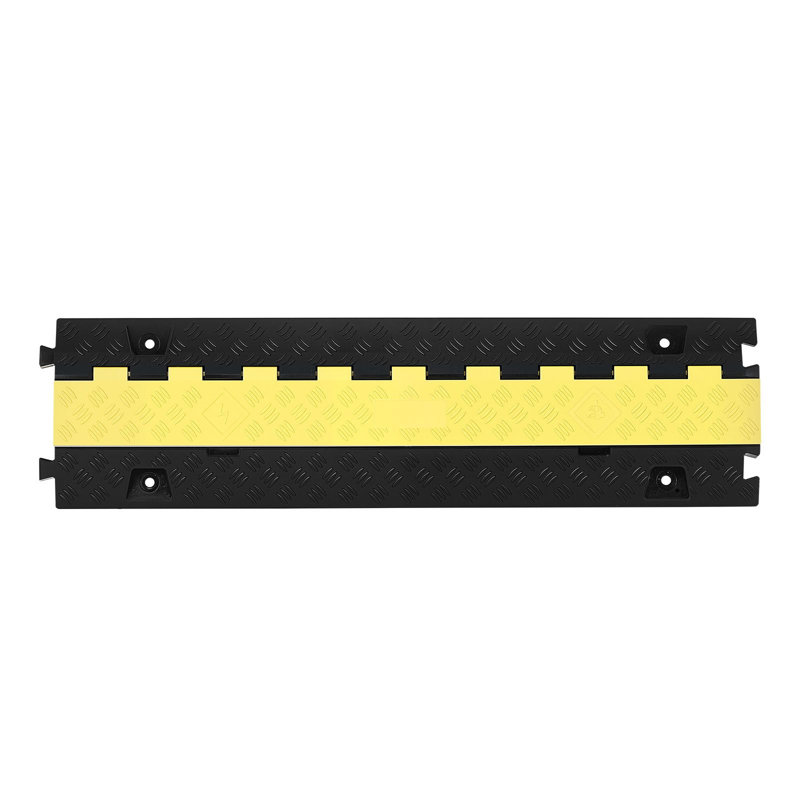 Cable Protector Ramp, 22,000 lbs/Axle Load Capacity, TPU Material, 3 Pack, 2 Channel Heavy Duty Cord Cover, Black, 1.2 x 1.1 in Channel with Flip-Open Top Cover