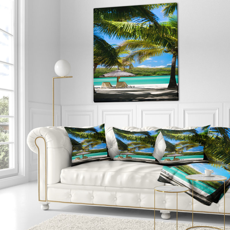 Coussin Tropical Beach - imprimé de plages, 16 po x 1 po, Coussin décoratif
