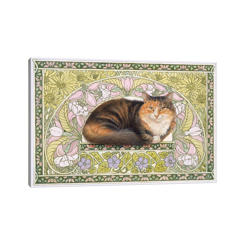 Jemima In Art Nouveau by Ivory Cats - No Frame Gallery-Wrapped Canvas Giclée on Canvas, 101.6 cm H x 66.04 cm W