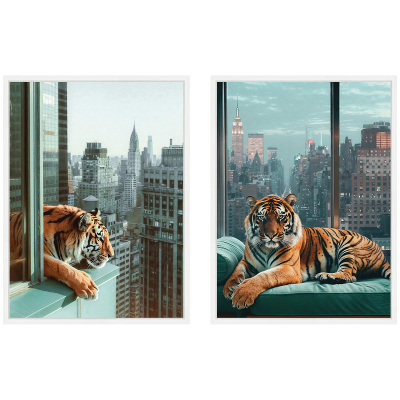 Urban Tigers in New York, ensemble d'art mural sur toile par Michael Schauer