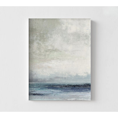 «Outer Banks» par Suzanne Nicoll, idée de décor de paysage abstrait brumeux, affiche de la suite principale grise et bleue