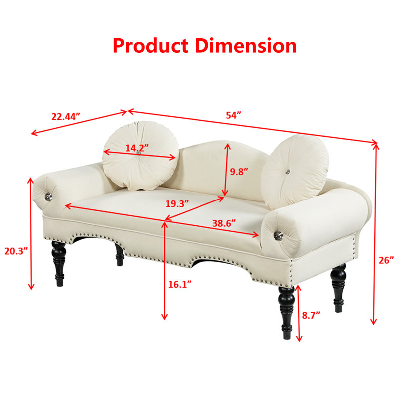 Causeuse 54 po, Velours beige