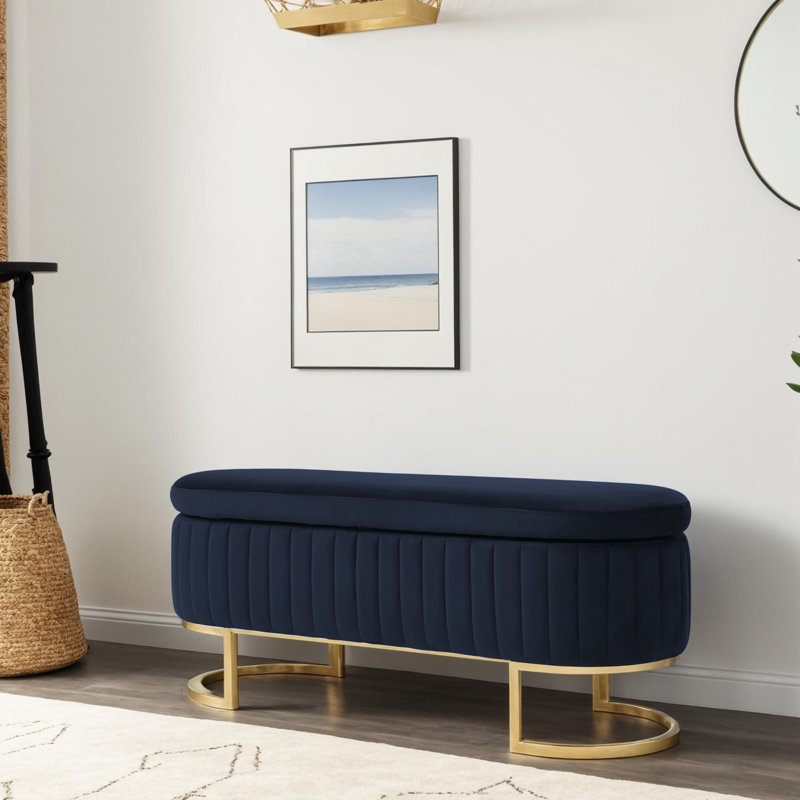 Banc de rangement rembourré en velours, Noir