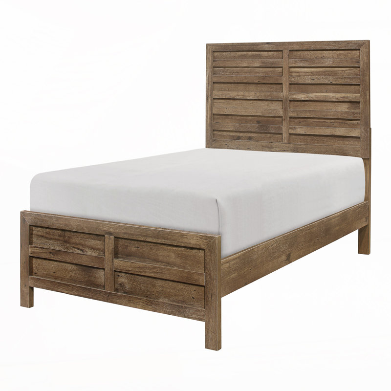 Lit rustique avec tête et pied de lit en bois, Bois, Simple