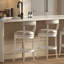 Tabouret de bar 31 po, bois blanc avec siège et dossier en similicuir gris, 1 pièce