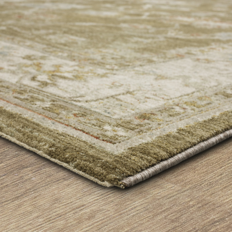 Tapis ivoire / vert tissé Iznik, Tapis de couloir 2 pi 7 po x 7 pi 3 po