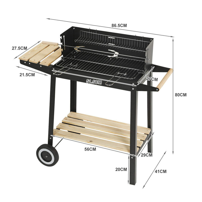 Dakota Fields Barrone 86.5cm W Charcoal Grill