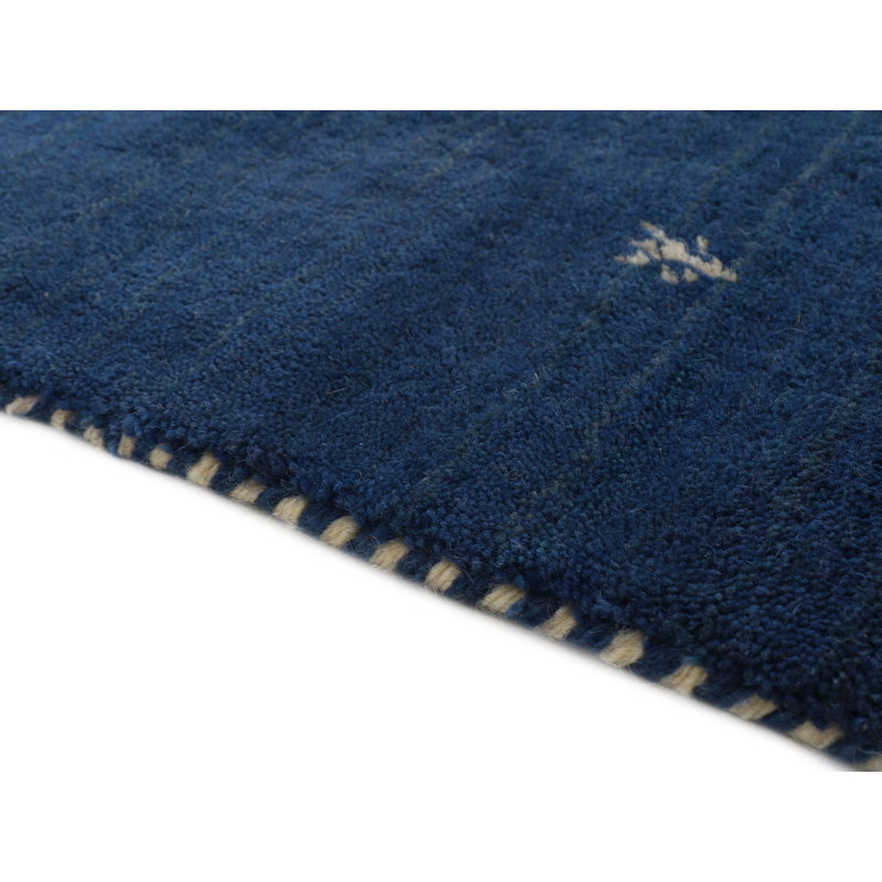 Handwoven Wool Gabbeh Uni Blue Rug, Runner 80 x 400cm