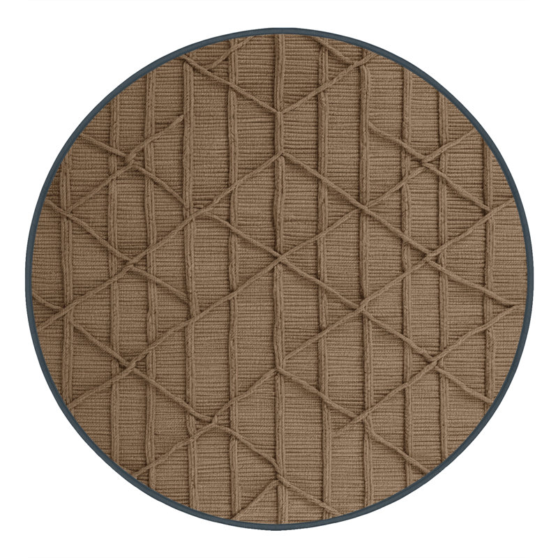 Tapis brun treillis lavable à la machine, Rond 8 pi