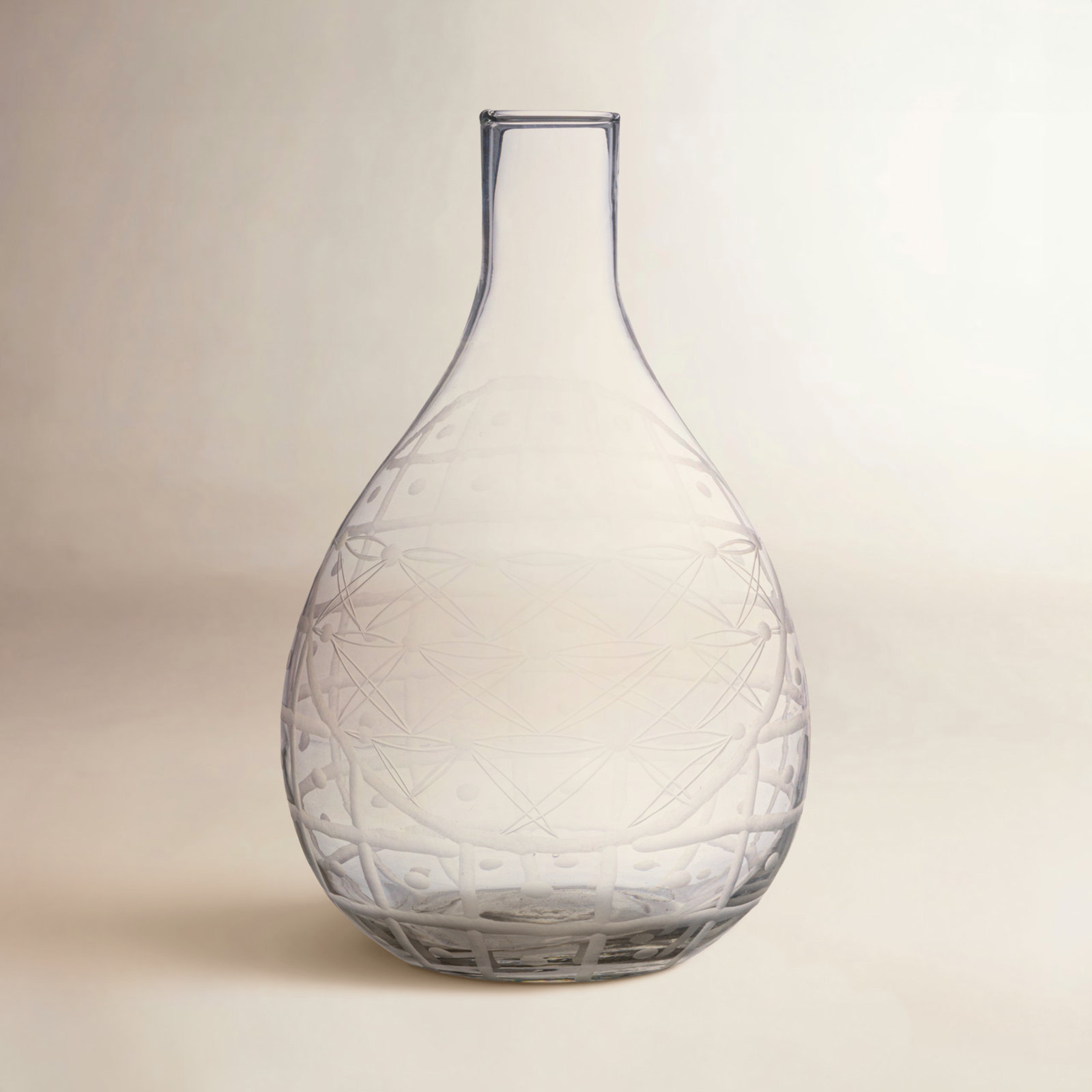 Hammett Hand-Blown Etched Glass Pitcher