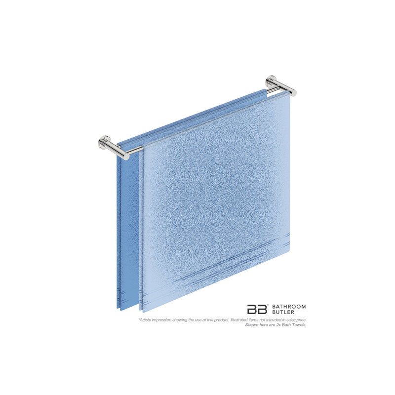 2 Double Wall Mounted Towel Bar, Polished Stainless Steel