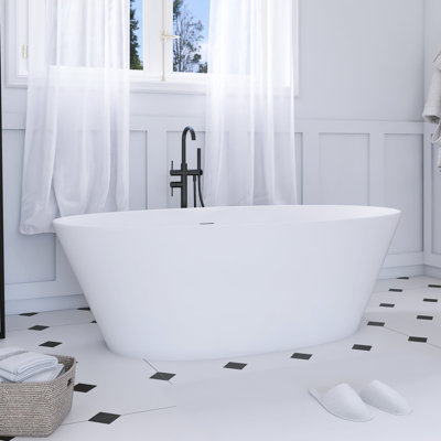 66.9 Inch Freestanding Solid Surface Soaking Bathtub