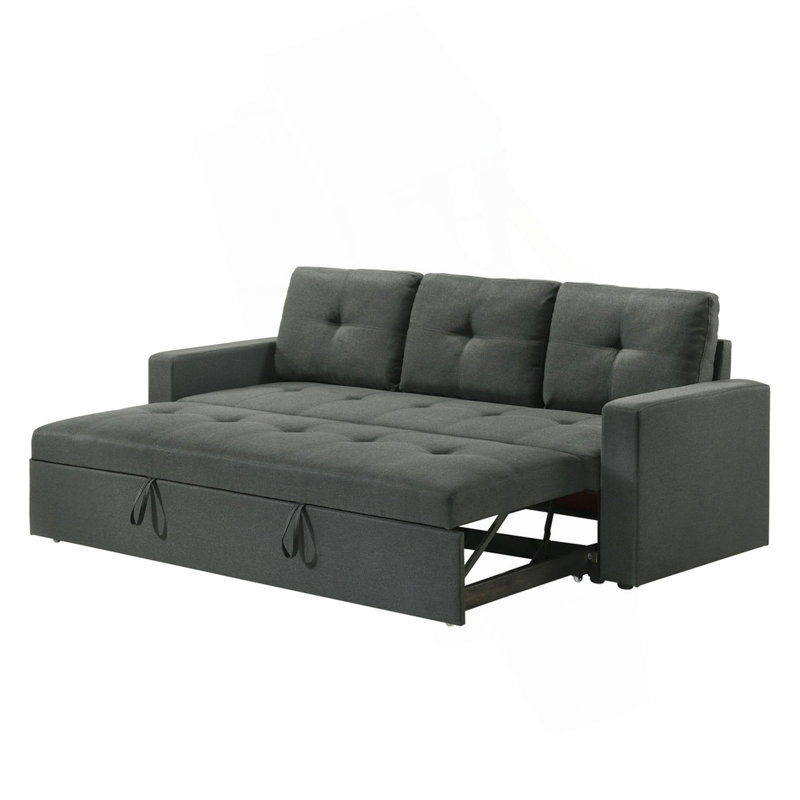 Canapé-lit en tissu gris foncé l 83,5 po Bergamo avec coussins capitonnés