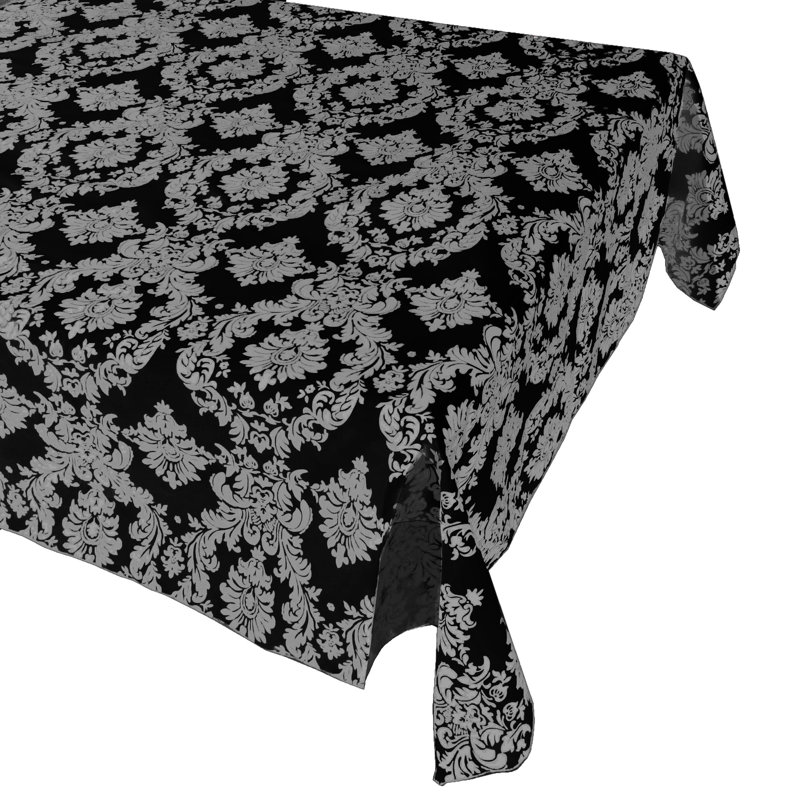 Damask Tablecloth, 102" x 58", Gray/Black