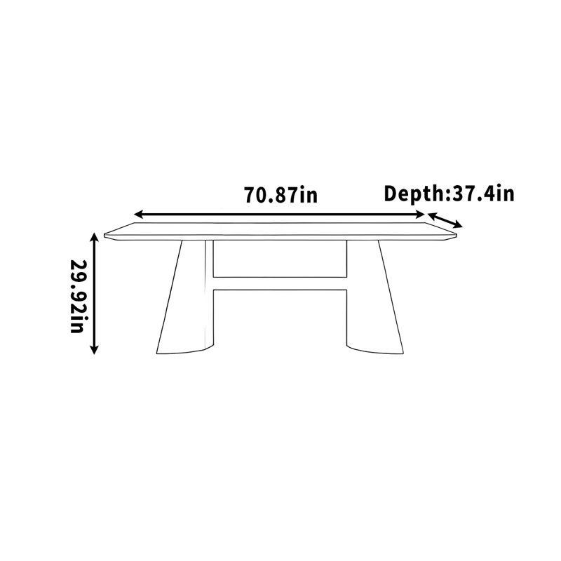 Bureau simple, de forme rectangulaire, pour étudier et travailler, H 29,92 po x l 70,87 po x P 37,4 po, Tanné