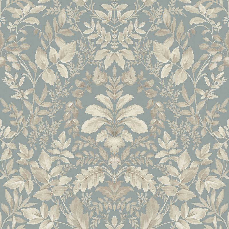 Papier peint botanique Lush Overgrown, Bleu