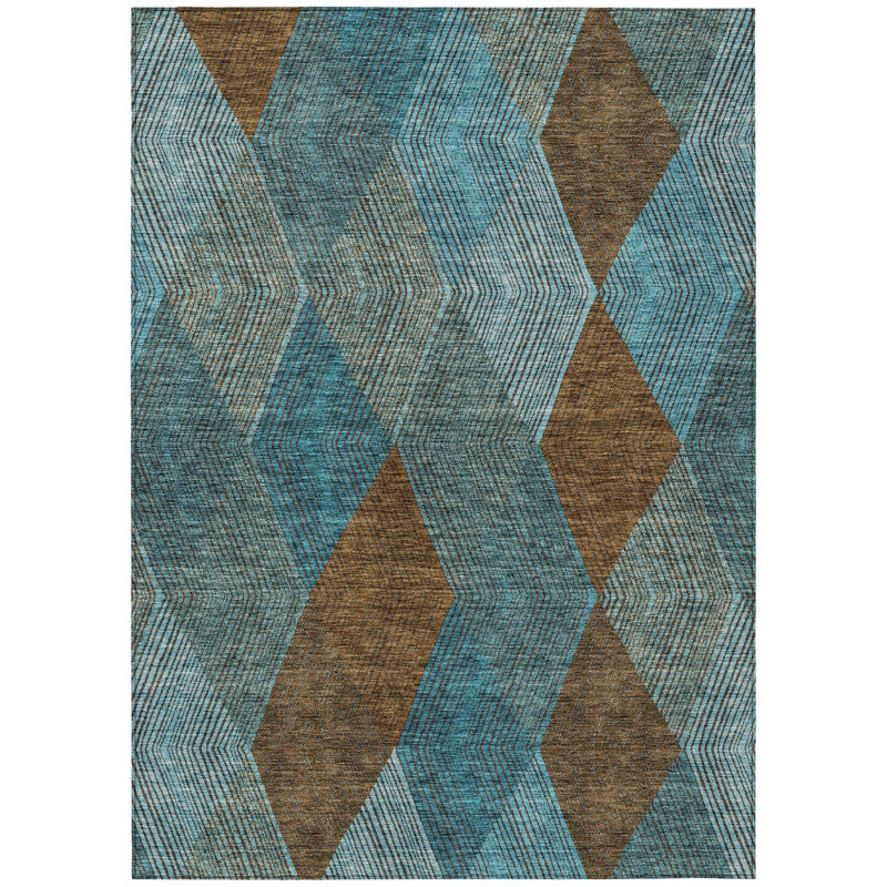 Aquaisha Washable Geometric Indoor / Outdoor Rug, Rectangle 10' x 14'