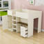 Lit mezzanine en bois avec garde-robe, bureau et tiroirs Alfreada