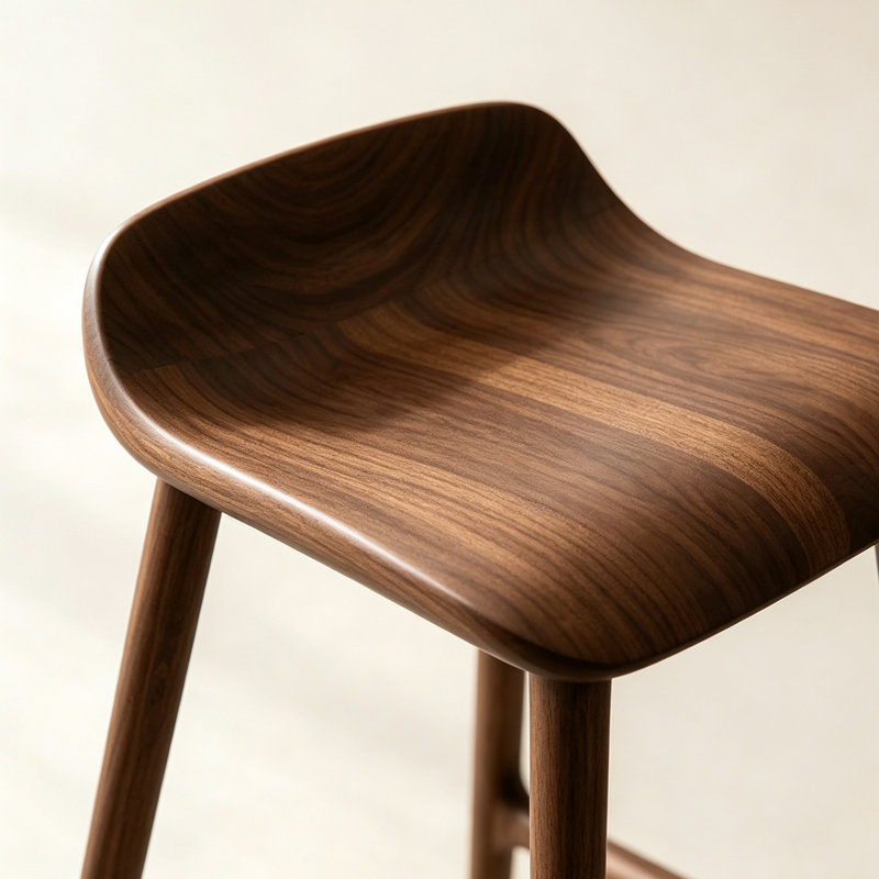 Chaise d'appoint sans dossier en noyer (ensemble de 2), 27.56"