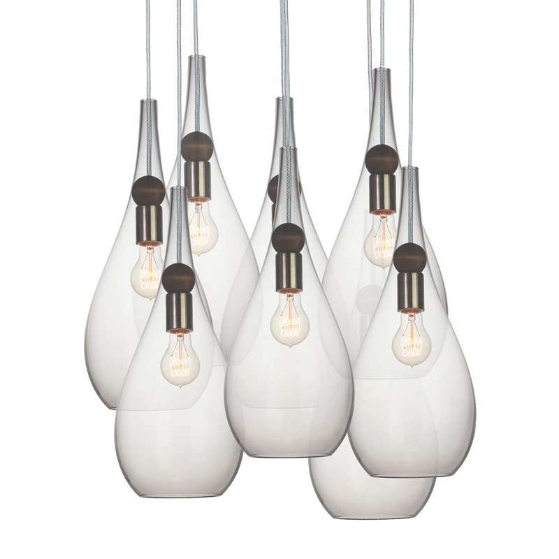 Earth 8 - Light Chandelier, 108" H x 18" W x 18" D, Brushed Nickel