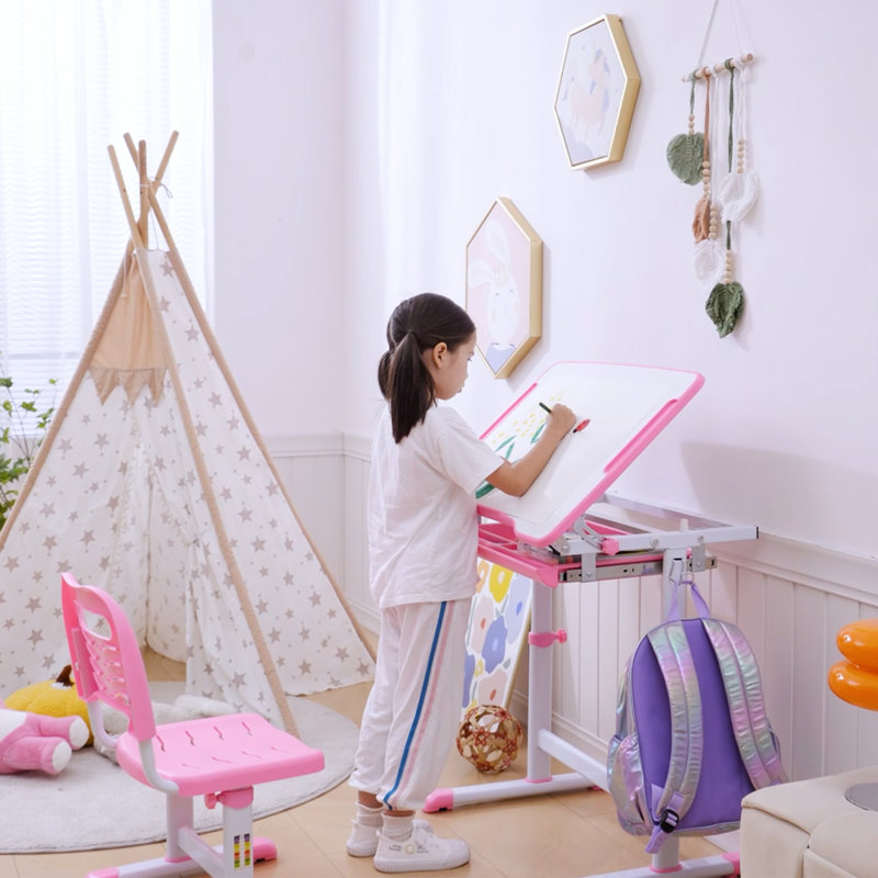 Hoppe Kids 2 Piece Rectangular Desk Or Activity Chair and Chair Set