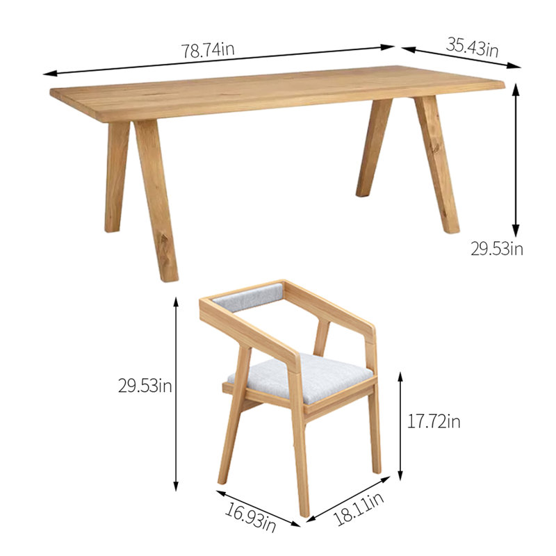 Rectangular Dining Set, H 29,53 po x L 78,74 po x l 35,43 po