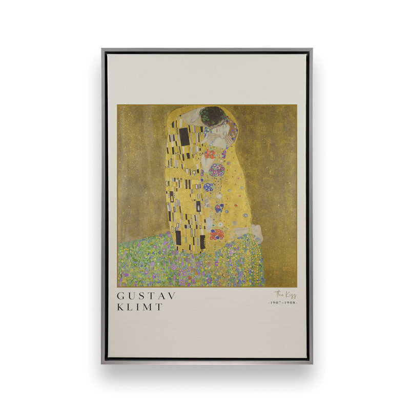Le Baiser de Gustav Klimt, Cadre flottant en chrome poli, H 18,75 po x l 12,75 po