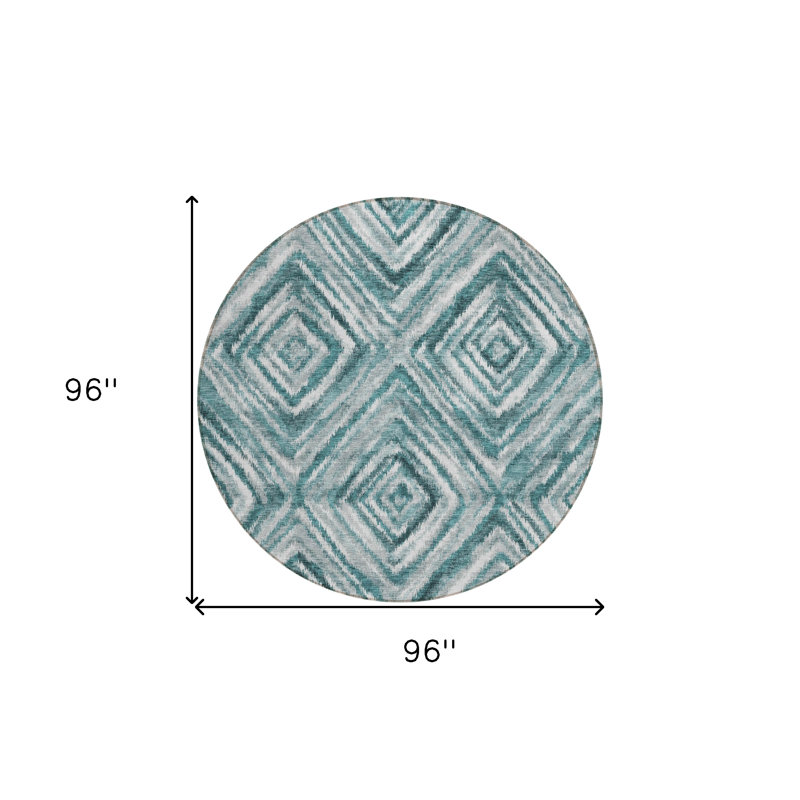 Tapis extérieur lavable 8 pi bleu turquoise et gris
