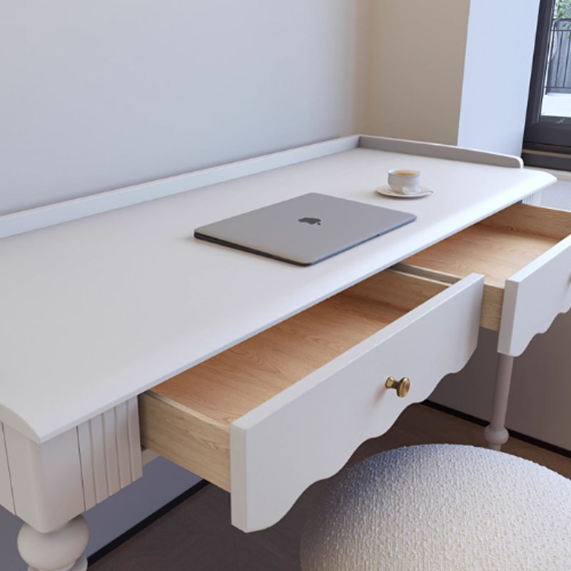 Bureau blanc en bois massif de genévrier