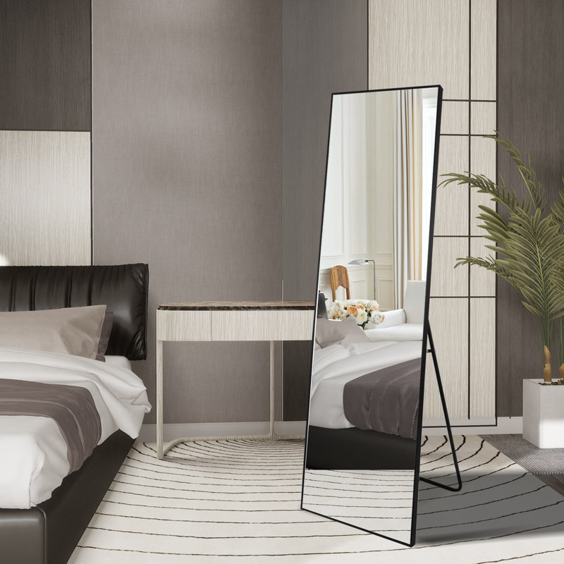 Metal Rectangle Mirror, Black, 64" x 21"