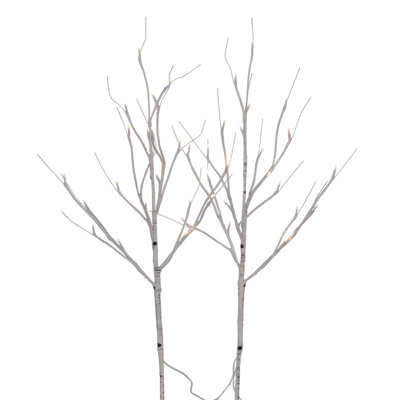 Vickerman LED White Birch Twig Collection 30'' Faux Branch in Freestanding