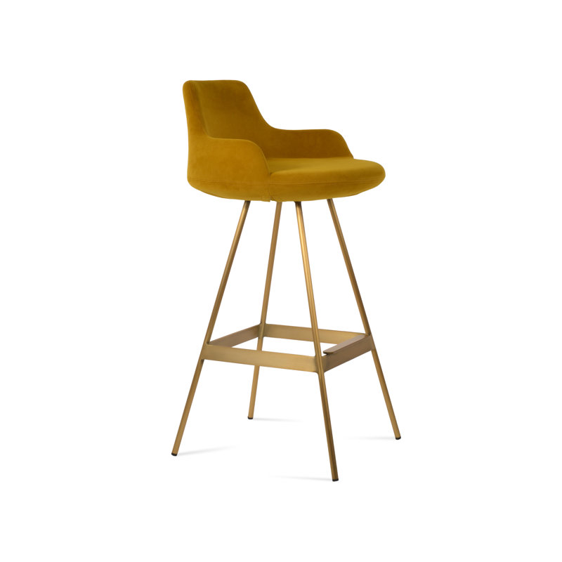 Tabouret Dervish Balat, Laiton, Curcuma, Tabouret de comptoir (siège d'une hauteur de 24,5