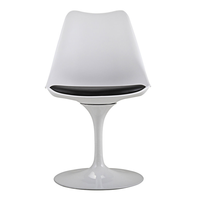 Chaise d'appoint moderne pivotante, Blanc / tissu noir