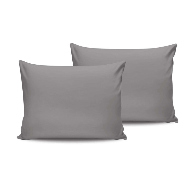 Ensemble de taies d'oreiller en satin (2 pièces) (UE) (IT), Gris foncé
