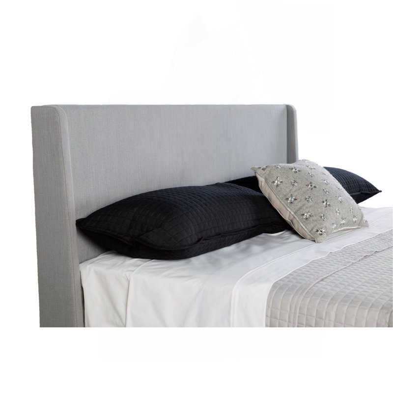 Upholstered Bed With 2 Nightstands, Light Gray, King