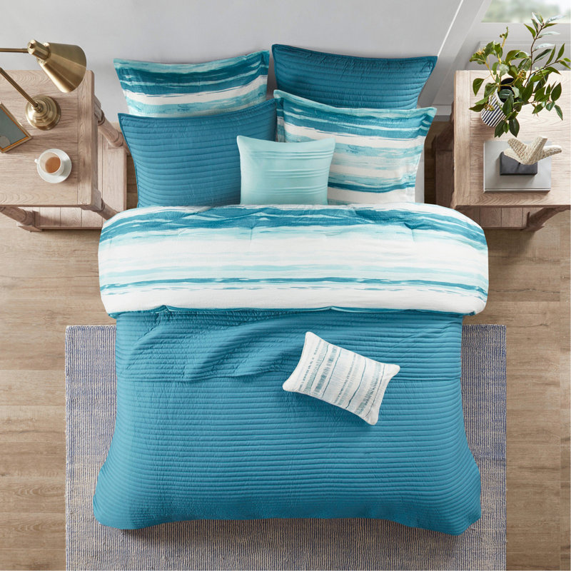Ensemble d'édredon et de courtepointe 8 pièces, Turquoise, Édredon très grand + 7 pièces supplémentaires