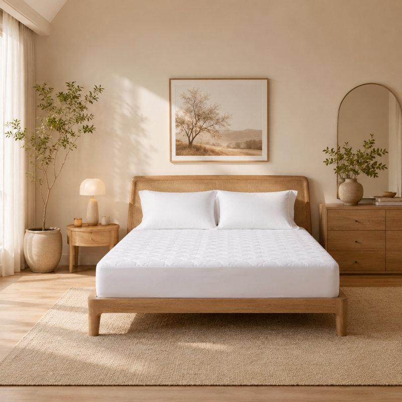 Protège-matelas matelassé en percale de coton Cal King, Cal King