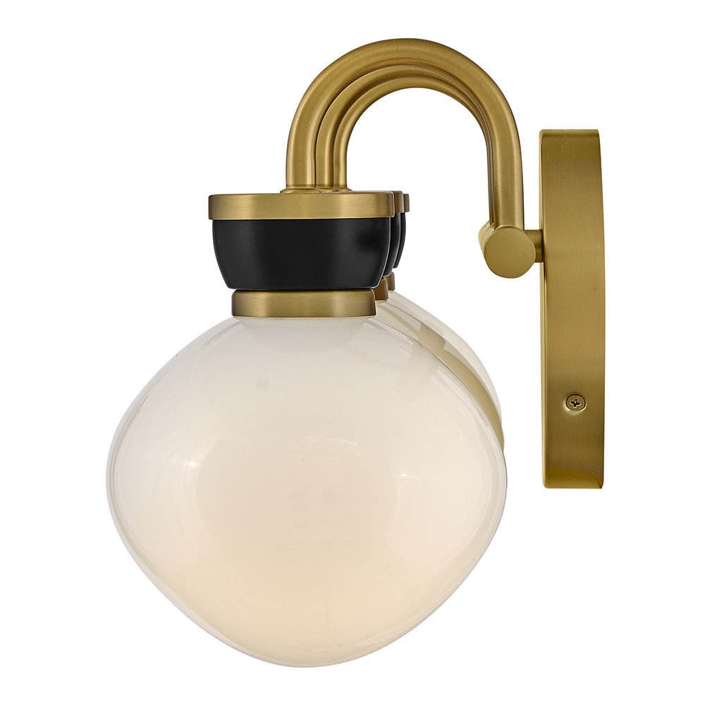 3-Light Opal Glass Bath Sconce, Black/Bronze