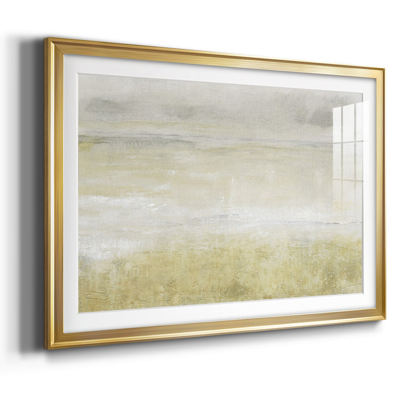 Ornement embelli en I avec cadre encadré et biseauté mat et verre, Or, H 19 po x l 27 po x P 1,5 po